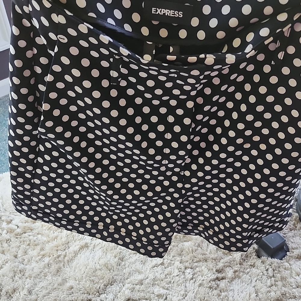 Express Black Skirt with White Polka Dots